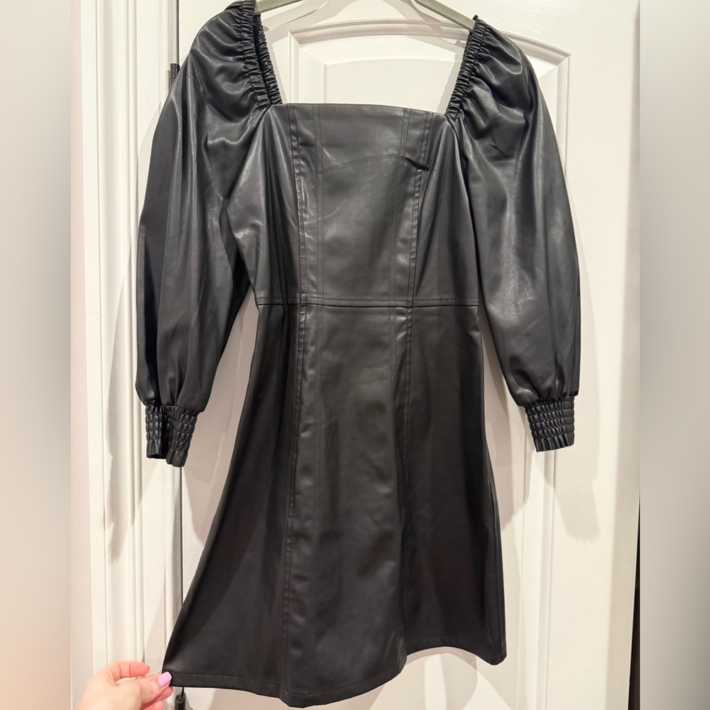 7ForAllManKind Faux Leather Puff Sleeve Dress